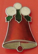 Gold Tone Enameled  Christmas Bell Pin, VERY GOOD CONDITION - $4.94