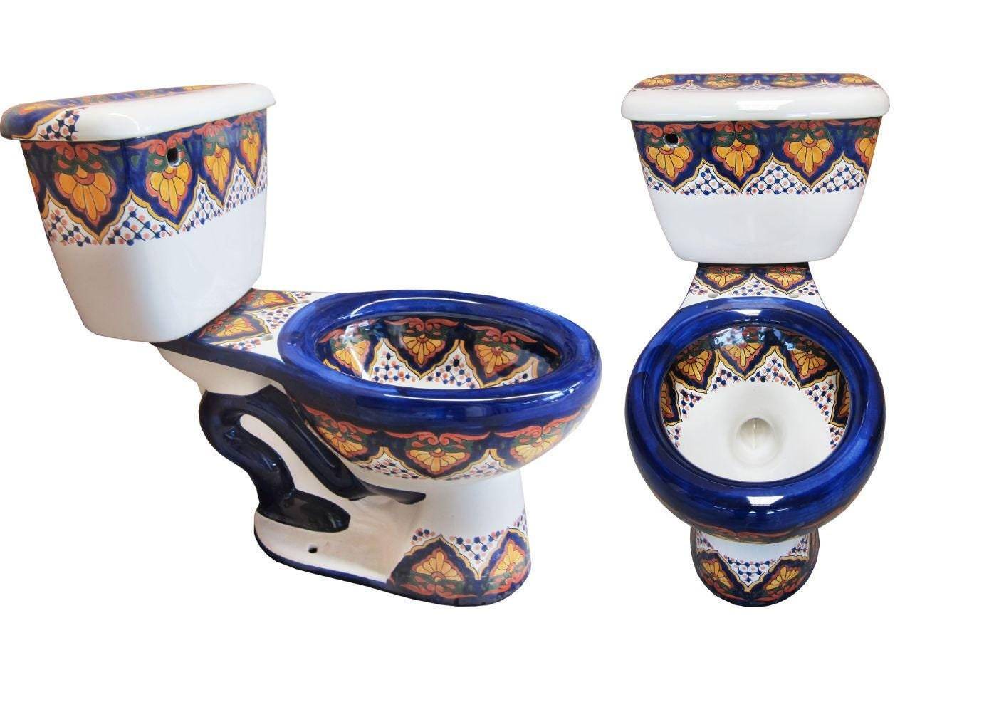 Mexican Talavera Ceramic Toilet Hand Painted - Sayula - - $1,199.00