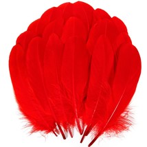 120Pcs Red Goose Feathers Natural Bulk 6-8 Inch 15-20Cm For Crafts Diy Cosplay W - £12.64 GBP