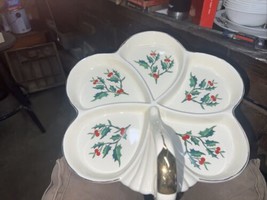 Vtg Christmas Formalities Baum Brothers Holly &amp; Ivy Snack Tray - £14.93 GBP