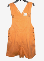 Vintage 80&#39;s Hunters Run Womens Large Orange Denim Bib Shortalls Romper Overalls - £29.12 GBP