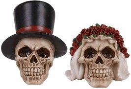 Ebros Love Never Dies Wedding Couple Bride and Groom Skull Set Resin Figurine - £22.51 GBP
