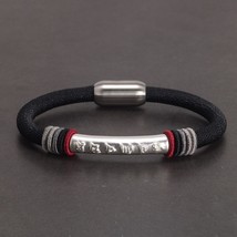 Ling silver six character mantra bracelet men and women magnetic clasp snap woven retro thumb200