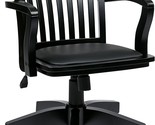 Osp Home Furnishings Deluxe Wood Bankers Desk Chair With Black Vinyl, Black - $220.93