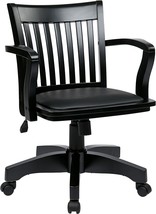 Osp Home Furnishings Deluxe Wood Bankers Desk Chair With Black Vinyl, Black - £173.85 GBP