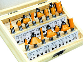 15Pcs 5/16 Router Bit Set Shank Tungsten Carbide Rotary Tool Wood Case - £26.58 GBP