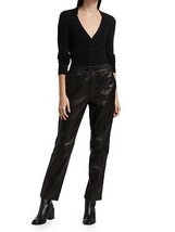 Formal Slim Fit Pants Trousers Women Leather Skinny Black Classic Real L... - £83.32 GBP