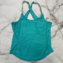 Adidas Womens Performer X-Back Tank Top Size M Teal Aqua Stipe Running K... - $17.77