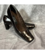Stuart Weitzman Pumps Wms 6B Brown Leather Square Toe Block Heel Shoe Sl... - $45.62 CAD