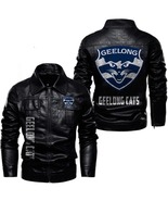 Mens Geelong Cats, Old-School Biker Vibe with Team Logo Leather Jacket - $2,390.89 MXN+