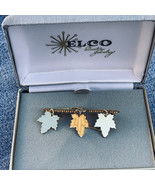 Vintage Elco 12K Gold Filled Brooch with 3 Leaf Charms in Elco Jewel Box - £31.06 GBP