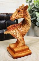 Wild Safari Savannah Giraffe Bust Figurine In Faux Wood Cutout Carving F... - $15.49
