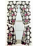 4-Pc Minnie Mouse Dots Hot Pink Black Window Panels &amp; Tiebacks 42 (x2) W... - $34.99