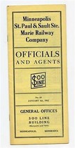 SOO Lines Railroad List of Officials &amp; Agents 1932 No. 45 Minneapolis Mi... - $25.74