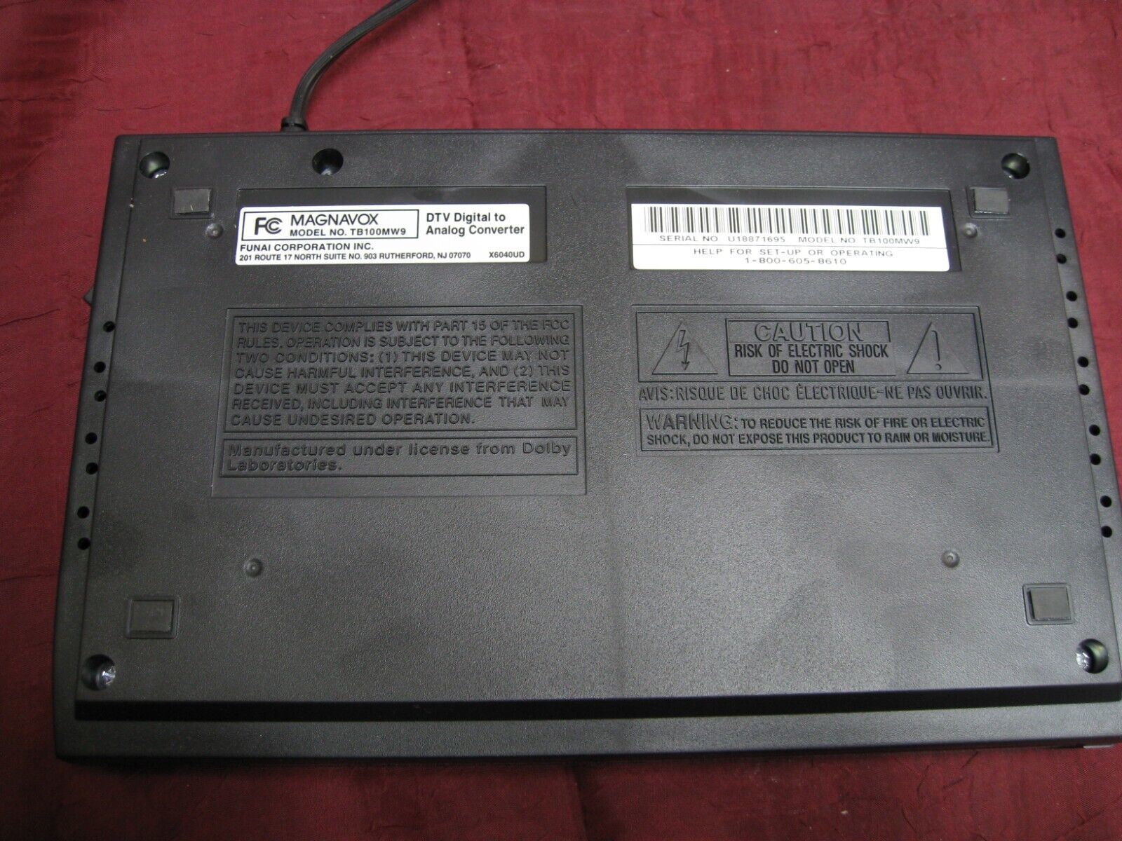 Magnavox DTV Digital To Analog TV Converter TB110MW9 New In Open Box With Remote Item image 4