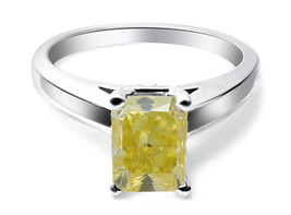 Radiant Diamond Ring 14K White (1.31 Ct Natural Yellow Si1 Clarity) GIA - £6,712.93 GBP
