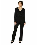 Lisa Rinna Collection Long Sleeve V Neck Jumpsuit Black, Small, A298370 - £26.06 GBP