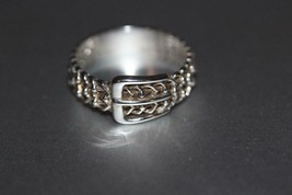 925 Sterling Silver Filigree Belt Buckle Band Wedding Ring Size 7 -3.0 g... - £37.18 GBP