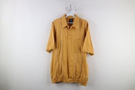 Vtg 90s Streetwear Mens Large Faded Striped Collared Pullover Polo Shirt Gold - £35.19 GBP
