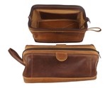 COSMETIC BAG - Amish Handmade Leather Travel Case - £191.82 GBP