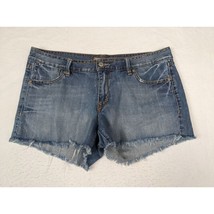 Old Navy Ultra Low Waist Denim Shorts Size 14 100% Cotton Blue Frayed Hem - £9.94 GBP