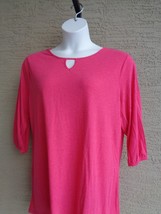  Just My Size 1X Tunic Top3/4 Sleeve Key Hole Neckline High Low Fluid Dr... - $4.95