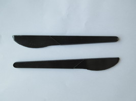 New Black Oxo-BioDegradable ECO 6 inch/15 cm Medium Weight Plastic Cutlery Knife - £95.15 GBP
