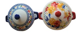 Two (2) Pioneer Woman ~ Floral Design ~ 6.25&quot; Ceramic Casserole Dishes w... - $35.00