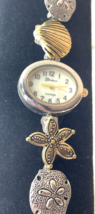 Geneva 9060 Silver Gold Tone Seashell Beach Womens Bracelet Watch *NEEDS... - $17.81