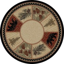 Rustic Bear and Pine Cone Round Area Rug - $810.53 CAD