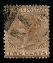 CEYLON 1872-80 2c Brown Perf 14x12½ used stamp barred 44 Sc #72 Sg 133 cv$90 - £22.59 GBP