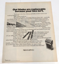 1972 Remington Electric Razor Replaceable Blades Print Ad 10.5x13.5 - $10.00