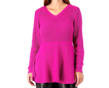 Girl With Curves Peplum V-Neck Sweater- Raspberry, LARGE - $28.59