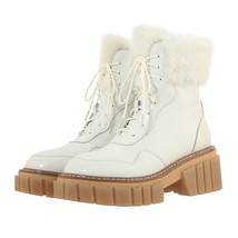 winter shoes Women ankle boots natural leather plus size 22-26 CM Cowhide+wool m - £122.95 GBP