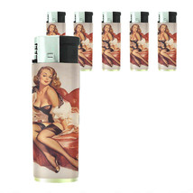 Butane Refillable Electronic Gas Lighter Set of 5 Pin Up Girl Design-017... - £12.59 GBP