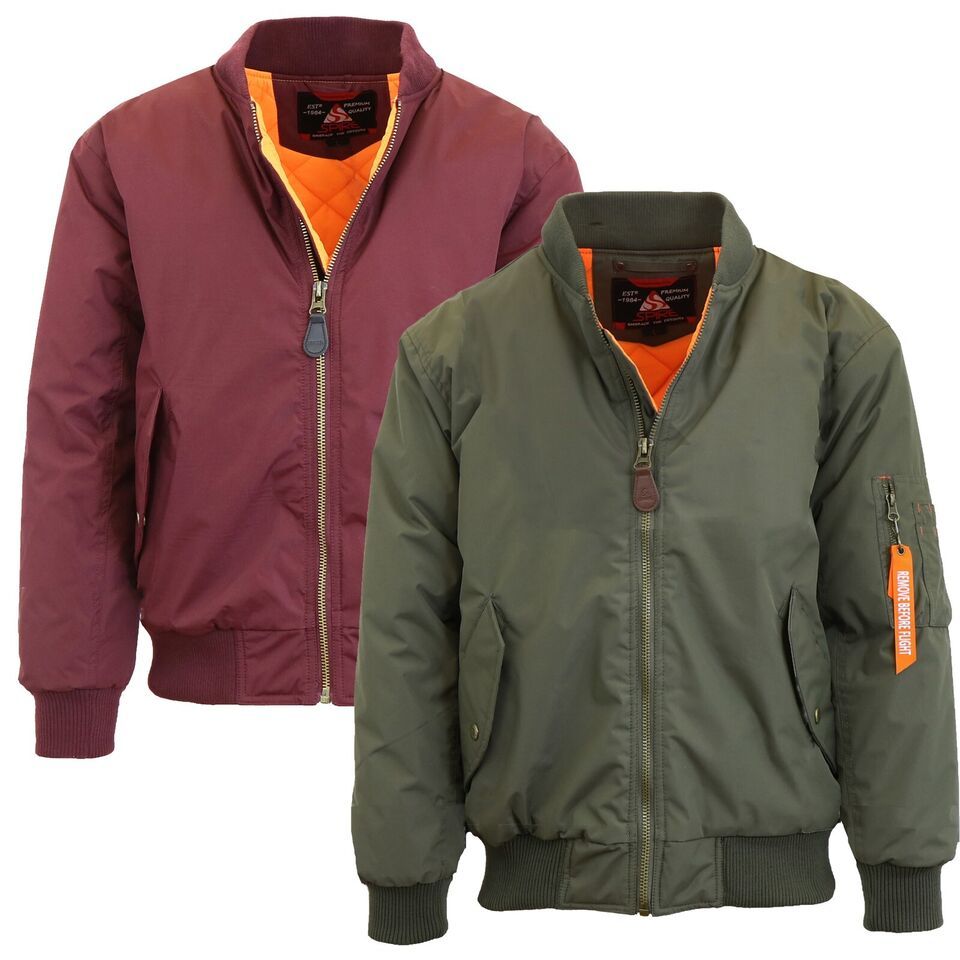 Boys Jacket Coat Heavyweight Flight Pilot Bomber Kids Childrens S M L XL 8-18