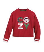 NWT Disney Women&#39;s Red COZY Mickey &amp; Minnie Mouse Holiday Pullover Sweat... - $863.60 MXN