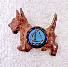 Vintage Scotty Coppery Tone w Lake George New York Enamel Center Brooch ... - $18.32