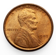 1909 VDC 1C Lincoln Cent in Choice BU Condition, Red Color, Terrific Eye Appeal! - £77.84 GBP