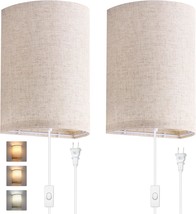 Avv Wall Sconces Set Of Two, Wall Lamp Plug In With On/Off Switch, 2700K 4000K - $43.99