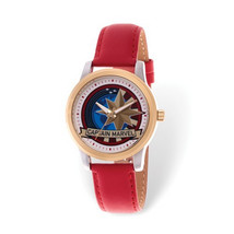 Marvel Adult Captain Marvel Two-tone Red Leather Watch - £48.21 GBP