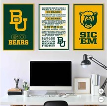 Baylor Bears Wall Art Green Gold NCAA 3-Piece Adhesive Canvas Peel-and-S... - $79.99