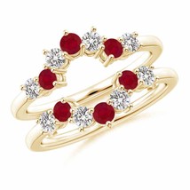 ANGARA Ruby and Diamond Sunburst Ring Wrap for Women, Girls in 14K Solid Gold - £1,157.28 GBP