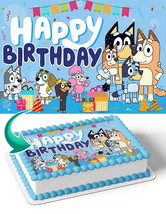 Bluey BL Edible Image Cake Topper Personalized Birthday Sheet Decal Bann... - €12,92 EUR
