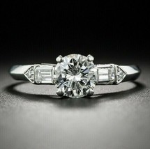 Vintage 2 Ct Round Cut Lab Created Diamond Engagement Ring 14k White Gold Plated - £89.40 GBP