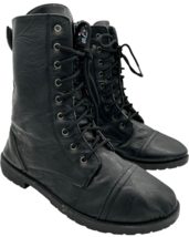 blue suede shoes brand women&#39;s lace-up black faux leather boots size 10 - $286.20 MXN