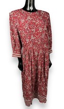 Vtg 80s 90s Neiman Marcus California Girl Red Floral Women&#39;s Long Dress Sz 16 - £30.47 GBP