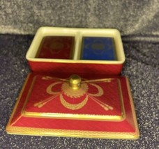 Vintage Neiman-Marcus Porcelain Box Case w/ Two Decks of Cards - £18.34 GBP