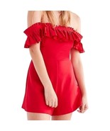 Urban Outfitters Cherry Red Rouge Off Shoulder Ruffle Heather Shorts Rom... - $35.98 CAD
