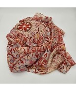 Pier One Silk Scarf Red Blue Beige Floral Pattern Vintage Style Wrap 100... - $348.56 MXN